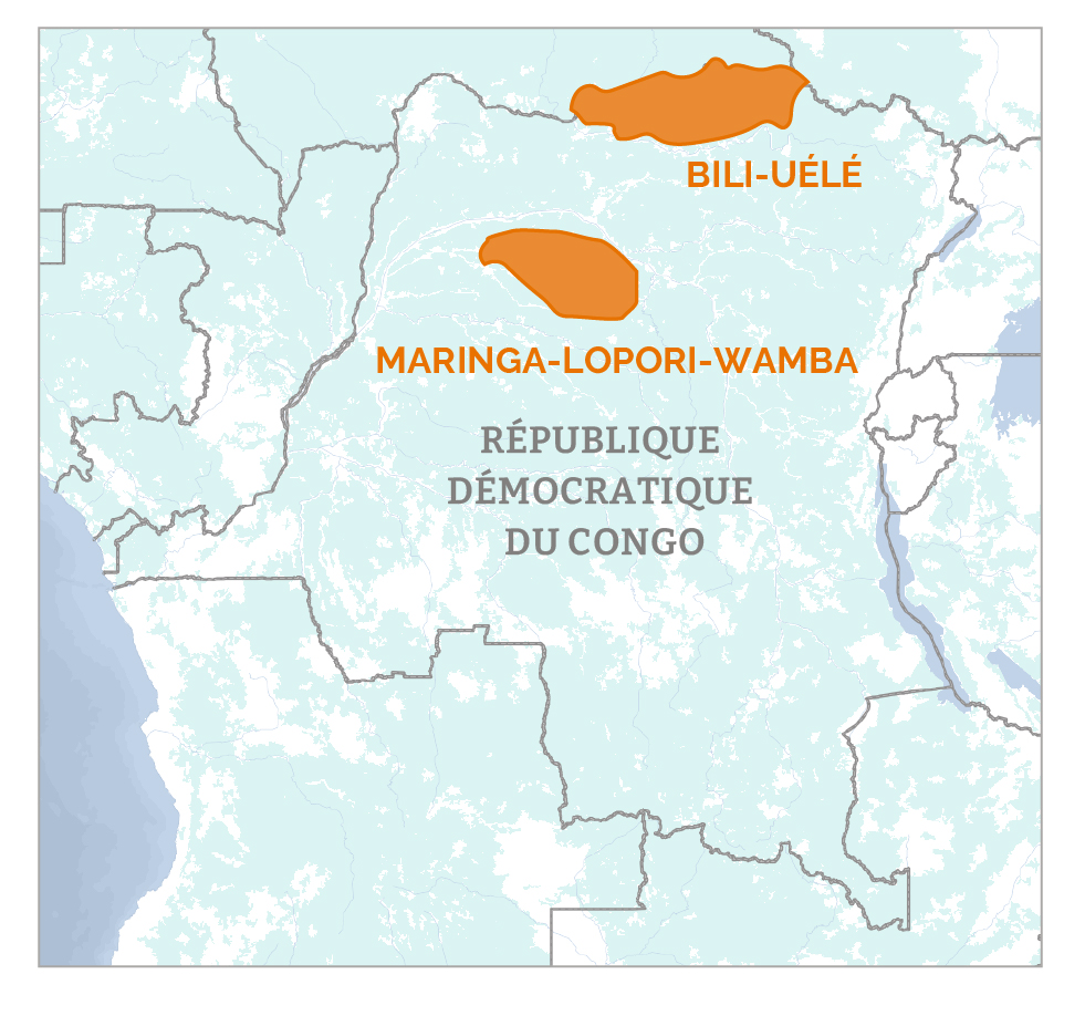 Carte des paysages de la République Démocratique du Congo.